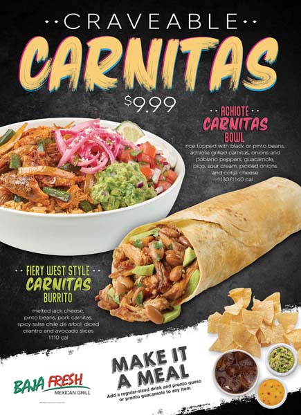 Baja Fresh Adds New Carnitas Burrito &amp; Bowl To Menus Nationwide ...