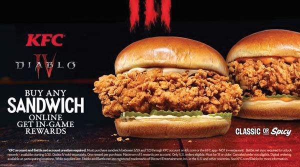 KFC Sandwiches Unlock Exclusive Diablo IV In-Game Rewards