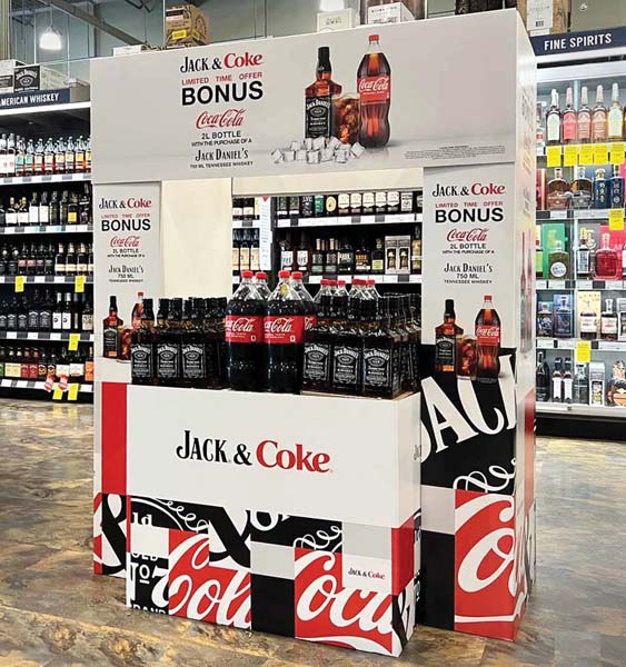 Jack Daniels Display Encourages Fans To Try The Classic Whiskey And Coke Combination