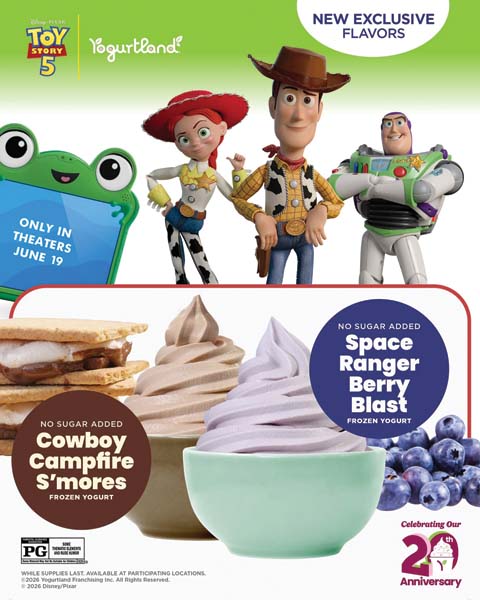 Yogurtland Teams Up With Disney & Pixar’s ‘Toy Story 5’
